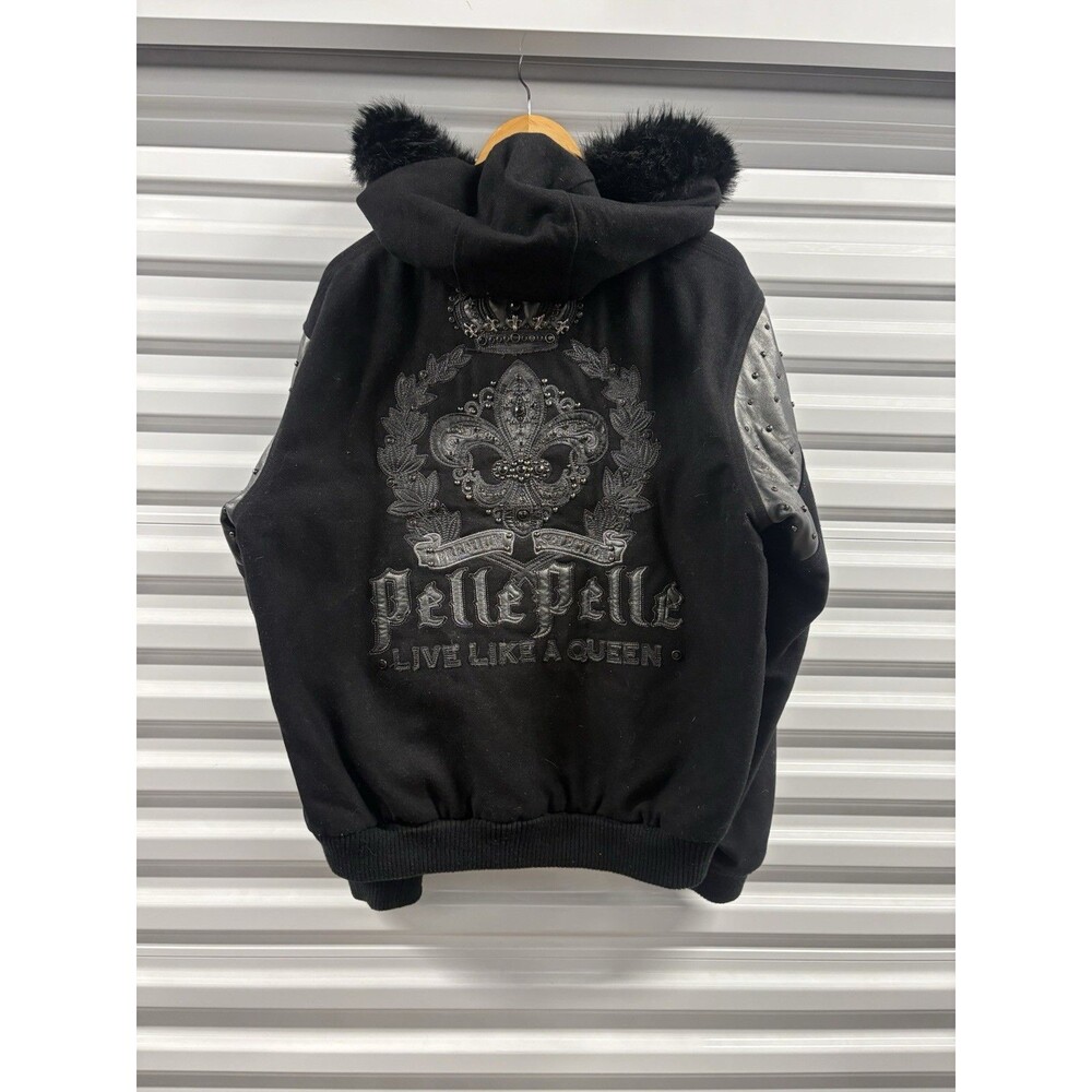 Pelle Pelle Exotic Leather Company Studded Bomber Jacket XXL Black